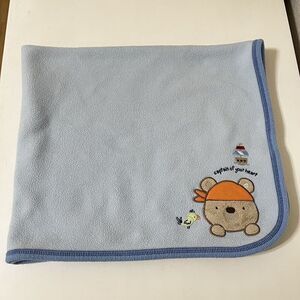 Carter's Just One Year Pirate Bear Fleece Baby Blanket Lovey Lovie Blue